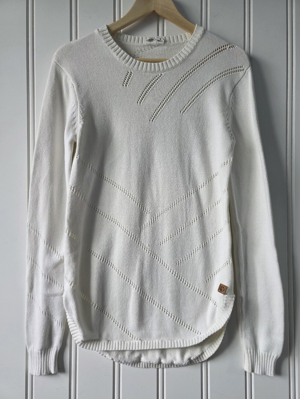 Tentree Forever After White Organic Cotton Pullover Knit Sweater Medium